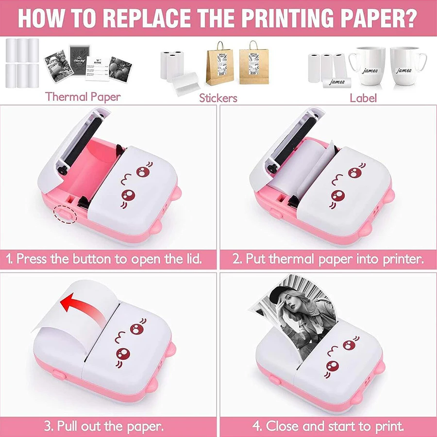 Portable Bluetooth Inkless Thermal Mini Pocket Label Printer For Student - Image 4