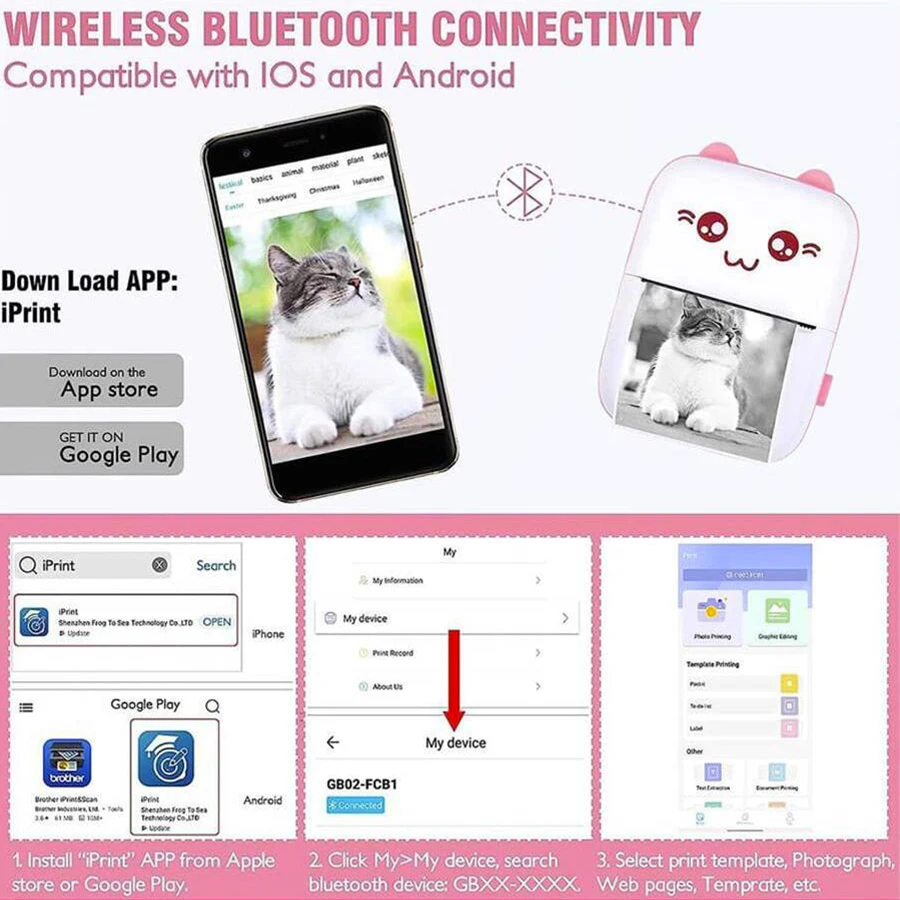 Portable Bluetooth Inkless Thermal Mini Pocket Label Printer For Student - Image 6